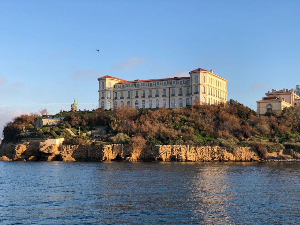 Scenic view of Palais du Pharo in Marseille, France, by the Mediterranean Sea.
